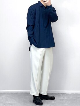 「アイテム（ビジネスシャツ）」を使った、gakuさん（メンズ・173cm）の春コーディネート