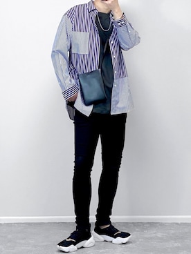 「welleg（ウェレッグ）のアイテム（ソックス/靴下）」を使った、gakuさん（メンズ・173cm）の春コーディネート