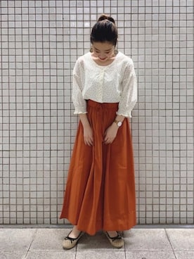 「Samansa Mos2 blue（サマンサモスモスブルー）のアイテム（スカート、オレンジ系）」を使った、♪さん（レディース・150cm）の夏コーディネート