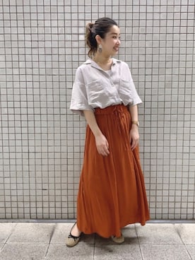 「Samansa Mos2 blue（サマンサモスモスブルー）のアイテム（スカート、オレンジ系）」を使った、♪さん（レディース・150cm）の夏コーディネート