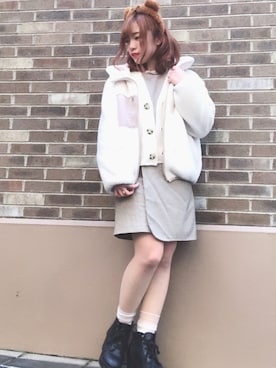 「ユニバ」｜「アイテム（ブルゾン）」を使った、ayanoさん（レディース・157cm）の冬コーディネート