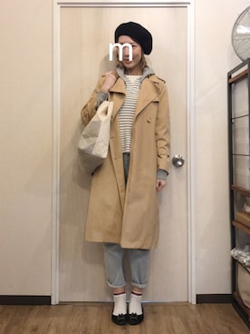 「マムジーンズ」｜「アイテム（ハンチング/ベレー帽）」を使った、ma-chiさん（レディース・162cm）の春コーディネート