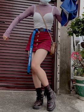 「5（ファイブ）のアイテム（スカート）」を使った、マロウさん（レディース・154cm）の春コーディネート