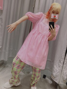 「H&M（エイチ・アンド・エム）のアイテム（チュニック）」を使った、マロウさん（レディース・154cm）の夏コーディネート