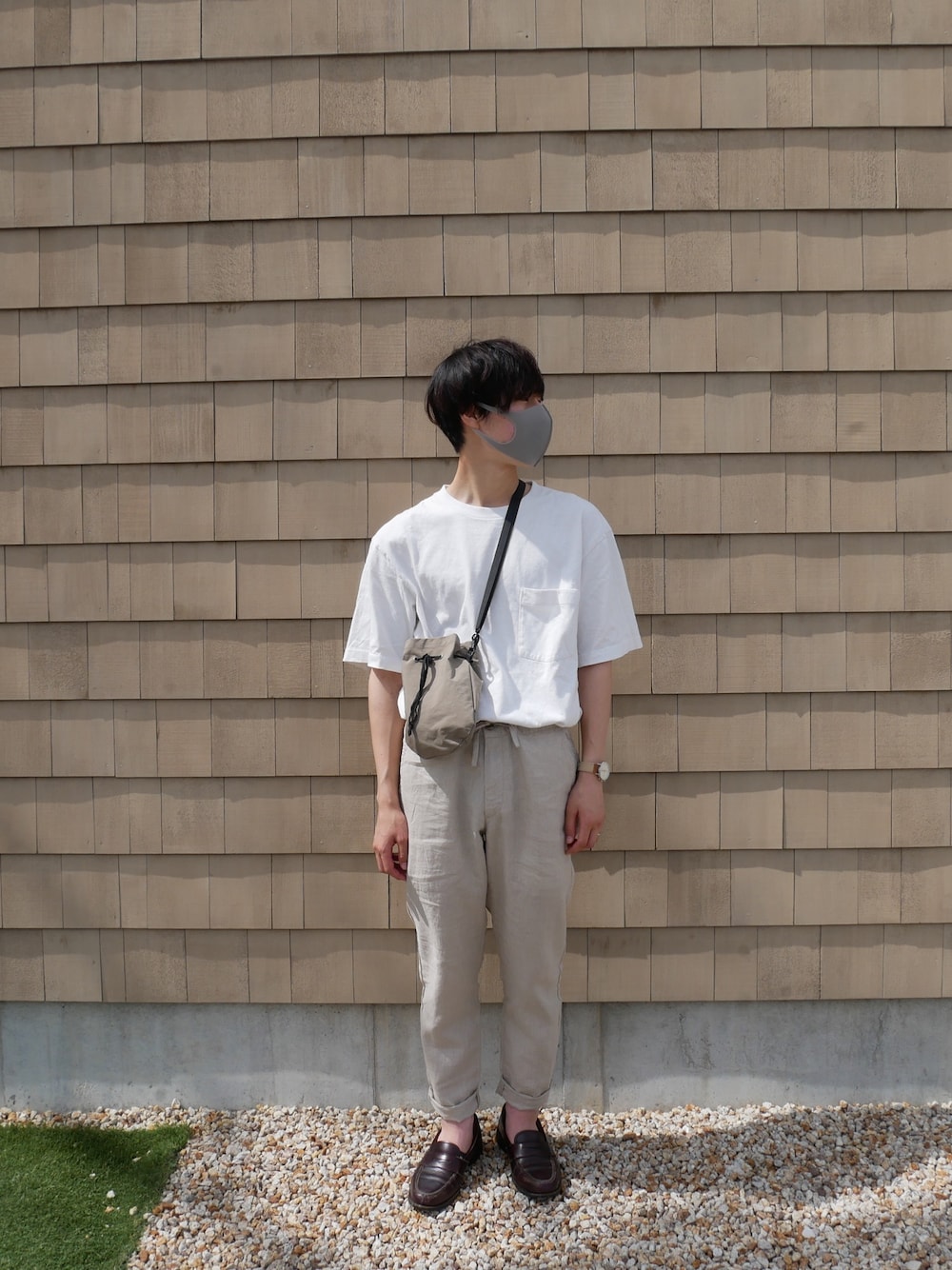「夏、シンプル、無地T、リネン、UNIQLO、無印良品、regal、いいね、save、フォローお願いします🤑、summer、ootd」｜「UNIQLOのアイテム（シャツ/ブラウス、ホワイト系）」を使った、t a k eさん（メンズ・175cm）の夏コーディネートの1枚目の写真