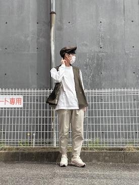 「トゥモローランド」｜「アイテム（ハンチング/ベレー帽）」を使った、t a k eさん（メンズ・175cm）の春コーディネート