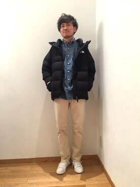 「orslow」｜「アイテム（ダウンジャケット/コート）」を使った、大宮ルミネ店 スタッフさん（メンズ・170cm）の冬コーディネート
