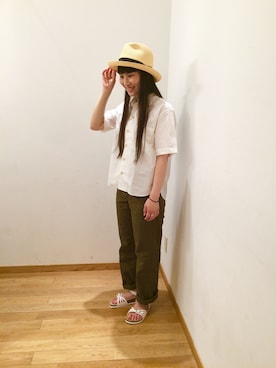 「DANTON（ダントン）のアイテム（トップス）」を使った、大宮ルミネ店 スタッフさん（レディース・160cm）の春コーディネート