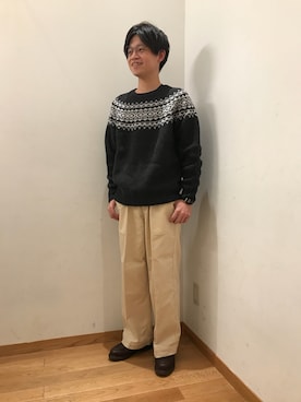 「DANTON（ダントン）のアイテム（パンツ）」を使った、大宮ルミネ店 スタッフさん（メンズ・170cm）の秋コーディネート