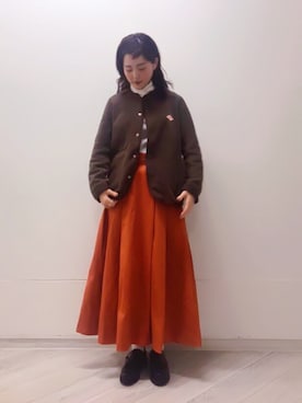 「orcival」｜「アイテム（ノーカラージャケット）」を使った、大宮ルミネ店 スタッフさん（レディース・153cm）の秋コーディネート