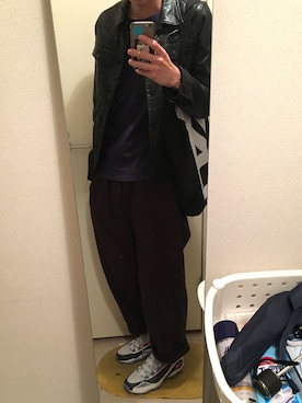 「G-STAR RAW（ジースターロゥ）のアイテム（ライダースジャケット）」を使った、MaSaさん（メンズ・177cm）の秋コーディネート