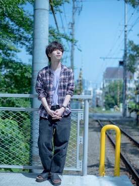 「アイテム（その他トップス）」を使った、山田健介さん（メンズ・175cm）の夏コーディネート