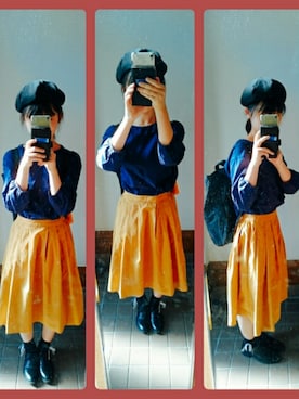 「salut!（サリュ!）のアイテム（帽子）」を使った、ネジさん（レディース・155cm）の秋コーディネート