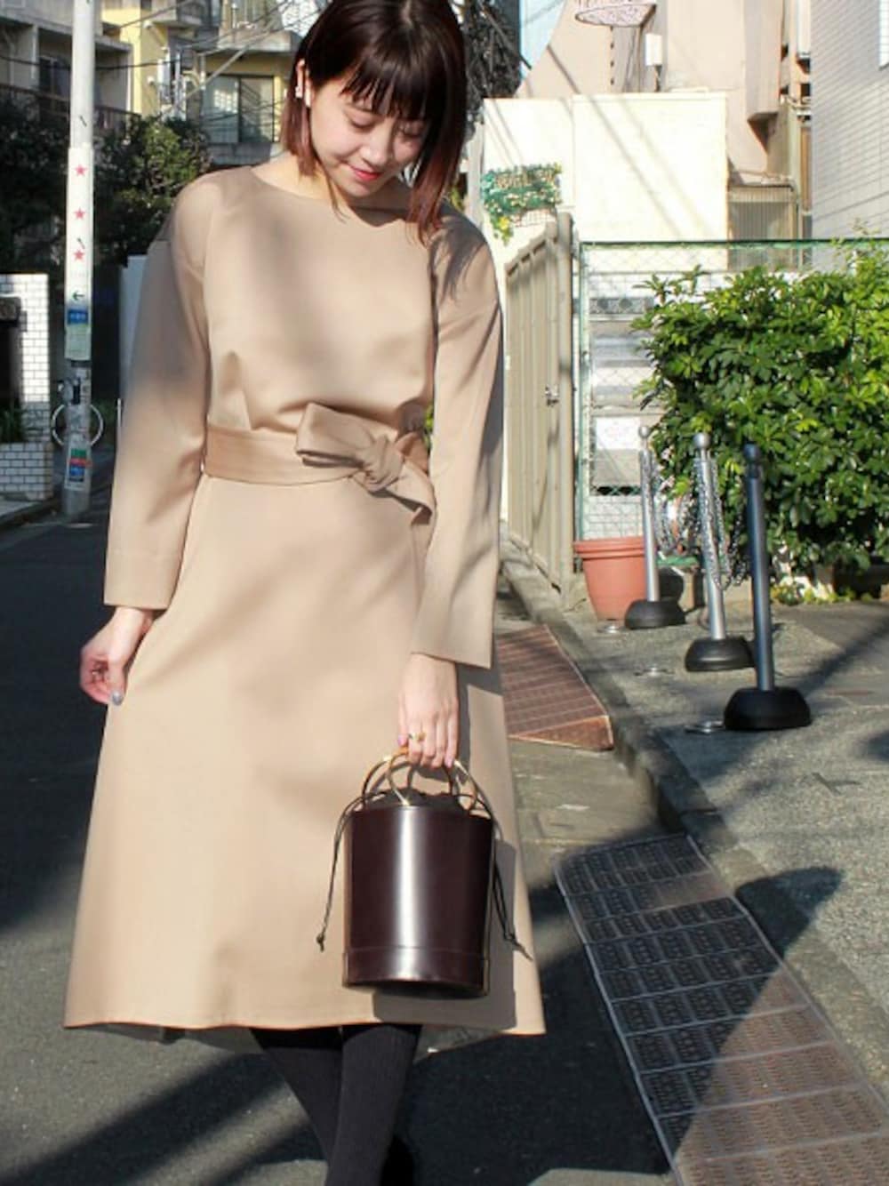 新品 Demi-Luxe BEAMS ウールサテンベルト付 ワンピース Demi-Luxe BEAMS（デミルクス ビームス）の「Demi-Luxe BEAMS