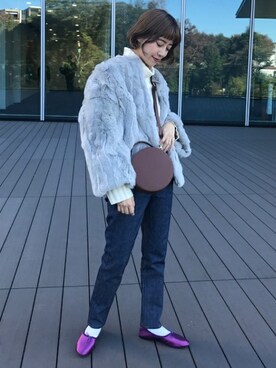 「upper hights」｜「アイテム（ノーカラージャケット）」を使った、Demi-Luxe BEAMSさん（レディース・158cm）の秋コーディネート