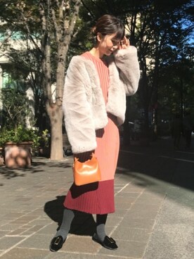 「EFFE BEAMS（エッフェビームス）のアイテム（バッグ）」を使った、Demi-Luxe BEAMSさん（レディース・164cm）の冬コーディネート