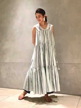 「大ぶりピアス」｜Demi-Luxe BEAMSさん（レディース・159cm）の春コーディネート