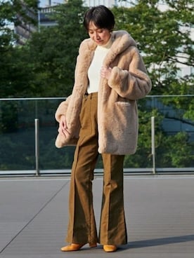 「リブタートルネック」｜「アイテム（その他アウター）」を使った、Demi-Luxe BEAMSさん（レディース・166cm）の冬コーディネート