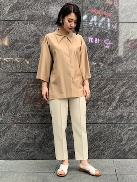 「Demi-Luxe BEAMS（デミルクス ビームス）のDemi-Luxe BEAMS / ウエストゴム ピンタックパンツ（その他パンツ）」を使った、Demi-Luxe BEAMSさん（レディース・165cm）の冬コーディネート