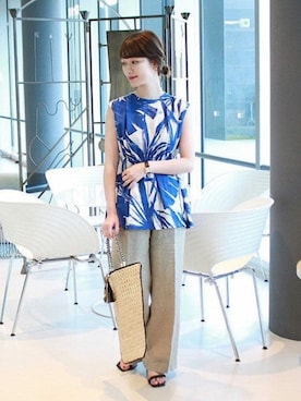 「Demi-Luxe BEAMS（デミルクス ビームス）のアイテム（かごバッグ）」を使った、Demi-Luxe BEAMSさん（レディース・158cm）の春コーディネート