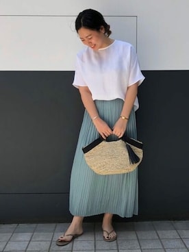 「Demi-Luxe BEAMS（デミルクス ビームス）のアイテム（かごバッグ）」を使った、Demi-Luxe BEAMSさん（レディース・167cm）の夏コーディネート