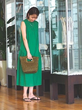 「Demi-Luxe BEAMS（デミルクス ビームス）のアイテム（かごバッグ）」を使った、Demi-Luxe BEAMSさん（レディース・168cm）の夏コーディネート
