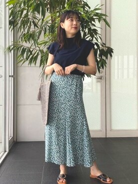 「Demi-Luxe BEAMS（デミルクス ビームス）のアイテム（かごバッグ）」を使った、Demi-Luxe BEAMSさん（レディース・163cm）の夏コーディネート