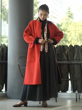 「red」｜「アイテム（その他アウター）」を使った、Demi-Luxe BEAMSさん（レディース・168cm）の秋コーディネート