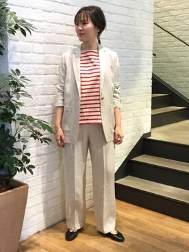 美品】Demi-Luxe BEAMS / リネン ロング テーラードジャケット