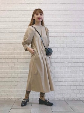 ヌキテパ　デミルクスビームス 別注 ボイルギャザースリーブワンピース ブラウン ヌキテパ デミルクスビームス 別注 ボイルギャザースリーブワンピース