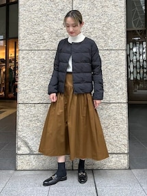 美品 デミルクス ビームス 定価2万円 ホワイトのボリュームスカート Y21 Demi-Luxe BEAMS（デミルクス ビームス）ダブルクロス スカート