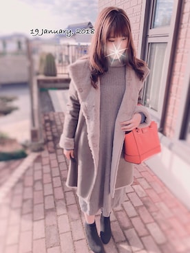 「LEPSIM（レプシィム）のアイテム（ムートンコート）」を使った、みちゃんさん（レディース・153cm）の冬コーディネート
