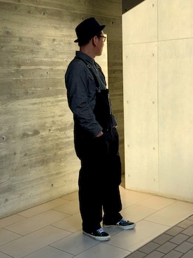 「schott（ショット）のアイテム（サロペット/オーバーオール）」を使った、shima._.unionさん（メンズ・175cm）の冬コーディネート