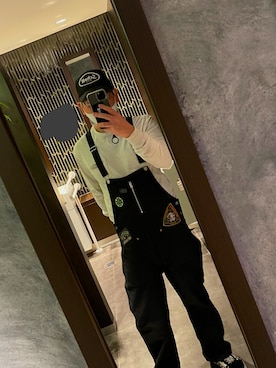 「ワッペン」｜「アイテム（オールインワン・サロペット）」を使った、shima._.unionさん（メンズ・175cm）の春コーディネート
