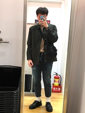 「Roots Canadaのアイテム（ジャケット/アウター）」を使った、진일상さん（メンズ・175cm）の冬コーディネート