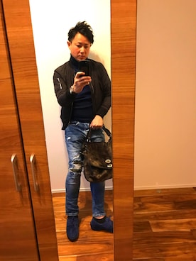 「LARDINI（ラルディーニ）のアイテム（モカシン/デッキシューズ）」を使った、makotoさん（キッズ・122cm）の春コーディネート