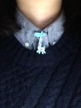 「GU（ジーユー）のアイテム（ワンピース、ブルー系）」を使った、何梁水さん（レディース・172cm）の冬コーディネート