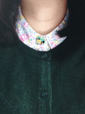 「GU（ジーユー）のアイテム（ニット/セーター、グリーン系）」を使った、何梁水さん（レディース・172cm）の冬コーディネート