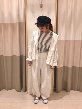 「マリン」｜「アイテム（その他アウター）」を使った、moeさん（レディース・152cm）の春コーディネート