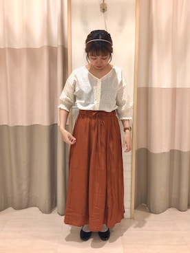 「Samansa Mos2 blue（サマンサモスモスブルー）のアイテム（スカート、オレンジ系）」を使った、moeさん（レディース・152cm）の夏コーディネート