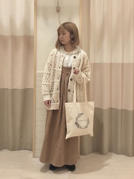 「襟付きトップス」｜「アイテム（ジャンパースカート）」を使った、moeさん（レディース・152cm）の秋コーディネート