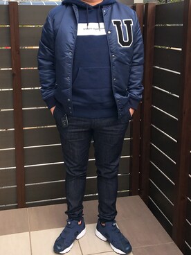 「uniform experiment」｜「アイテム（スタジャン）」を使った、ひろぴーさん（メンズ・175cm）の春コーディネート