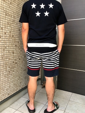 「F.C.R.B.（エフシーアールビー）のアイテム（サンダル）」を使った、ひろぴーさん（メンズ・175cm）の夏コーディネート
