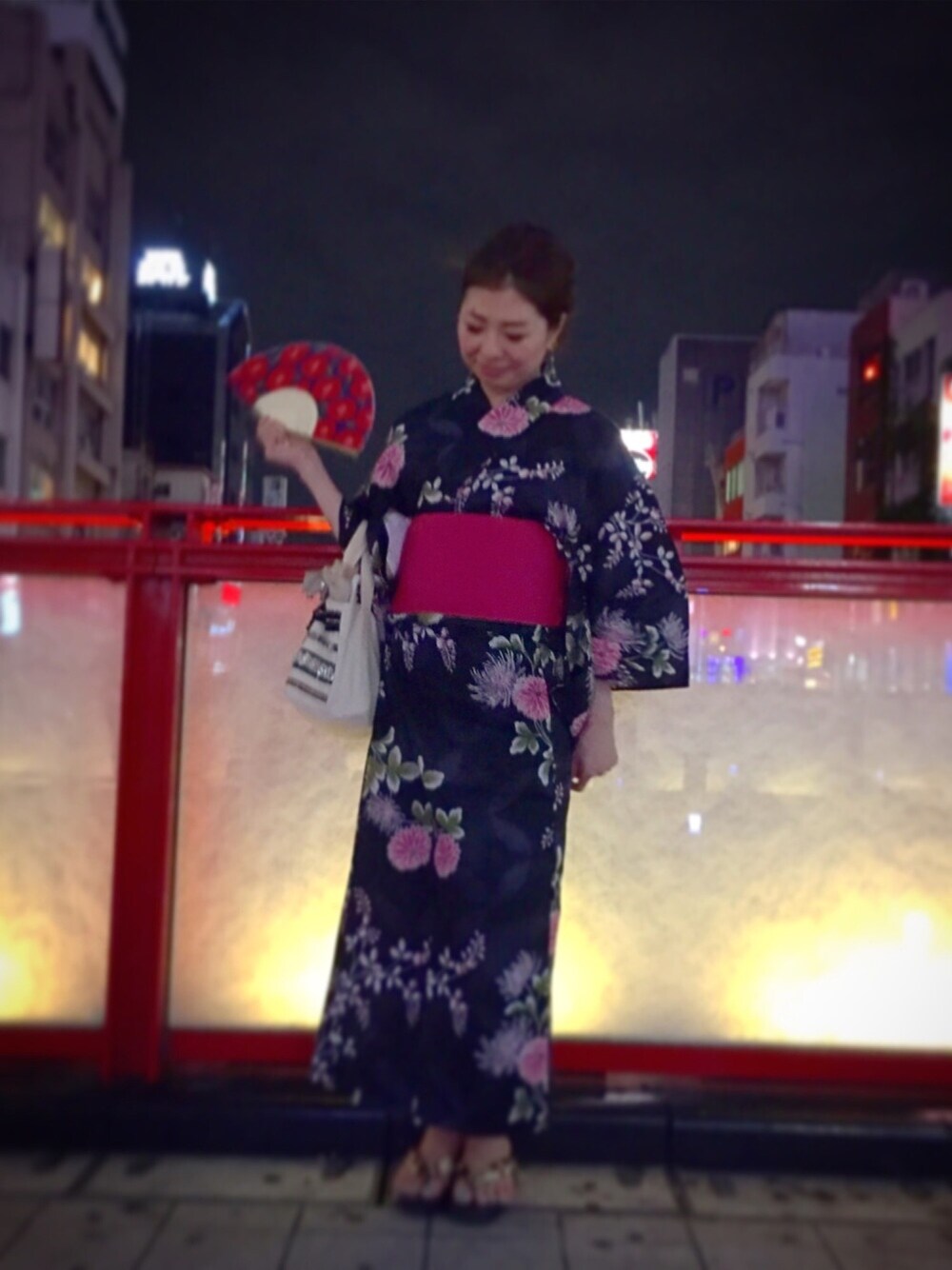 「シューラルー、浴衣、花火大会、大人カジュアル、夏、和服、天神祭、フレデリック、休日スタイル、ootd」｜「浴衣散歩🍧のアイテム（その他、その他）」を使った、mikkyさん（レディース・160cm）の夏コーディネートの1枚目の写真