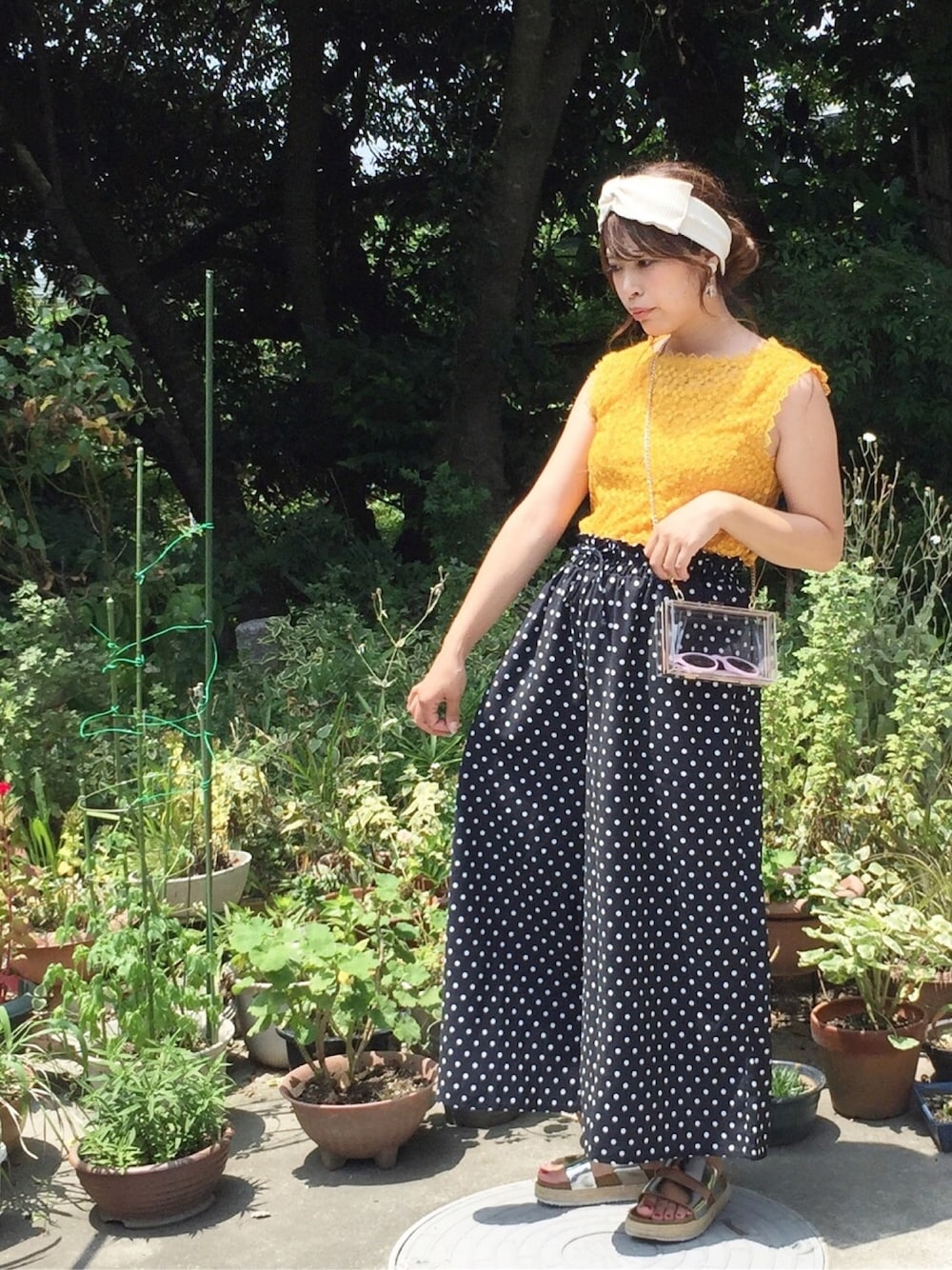 ドット柄ガウチョパンツ1115を使った人気ファッション