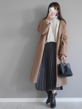 チェスターコートを使った 肉厚ニット のレディース人気ファッションコーディネート Wear