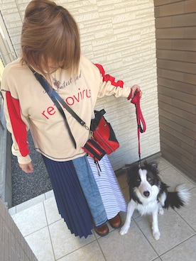 「ashley&brosのアイテム（スウェット、ベージュ系）」を使った、そらさん（レディース・149cm）の春コーディネート