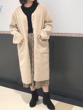 「秋冬」｜「アイテム（ムートンコート）」を使った、rikaさん（レディース・152cm）の秋コーディネート