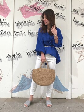 「ブルーコーデ」｜「アイテム（チュニック）」を使った、たなみさん（レディース・150cm）の春コーディネート