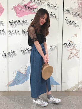 「シースルー」｜「アイテム（キャスケット）」を使った、たなみさん（レディース・150cm）の春コーディネート